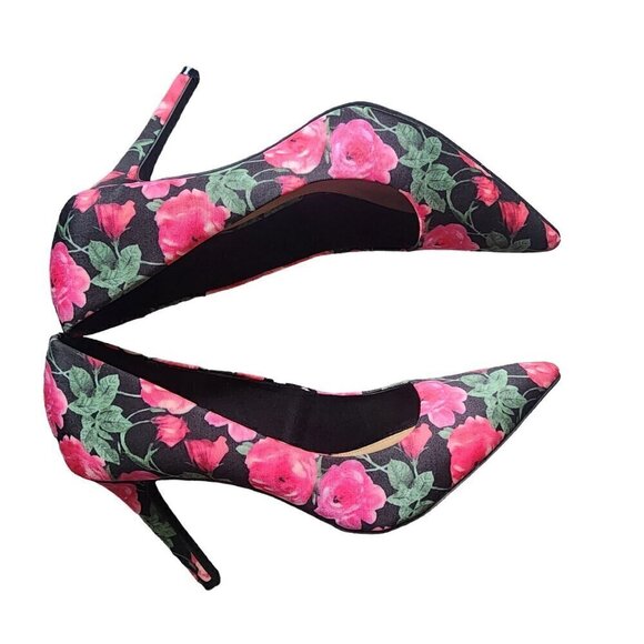 Christian Siriano Floral Pointed Toe Pump Pink Black Women's 10 - Picture 7 of 15